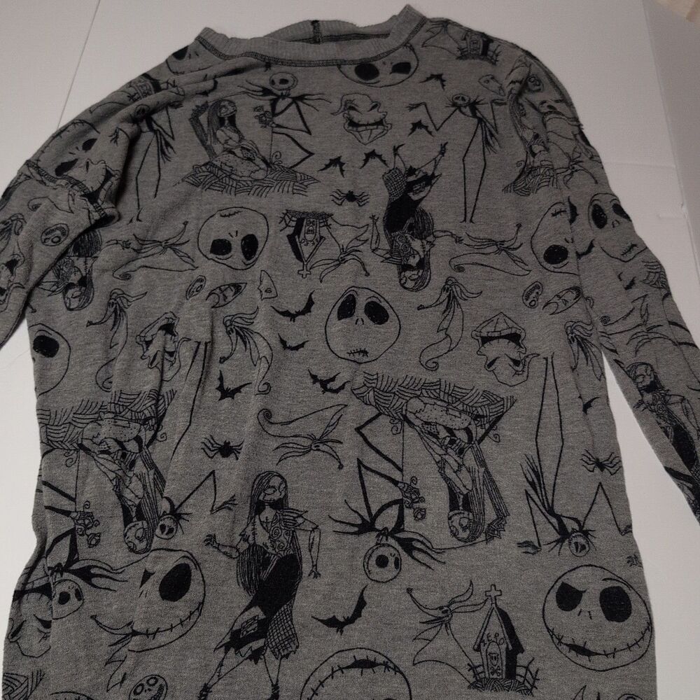 Nightmare Before Christmas Grey Soft Sleep Shirt Jack Sally Zero Oogie Boogie XS